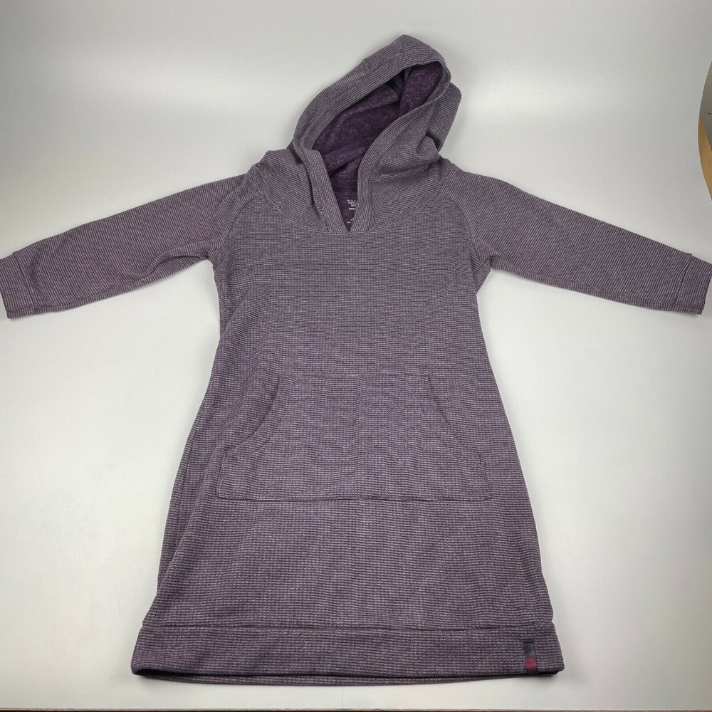 Mountain Hardwear Women's Small Lampira Fleece Dress Purple Hooded 3/4 Sleeve
